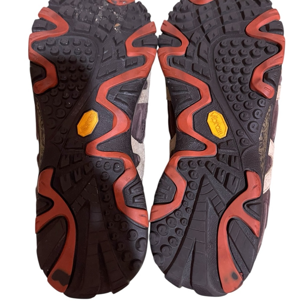 Like New womens Merrell Air Cushion Brown Orange Tan Vibram Hiking Shoes Size 8 - Picture 6 of 10
